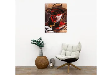 Canvastavla - Porträtt av en man med hatt och starka ansiktsdrag - Röd / Svart / Vit - Inredning - Tavlor & posters - Canvastavla