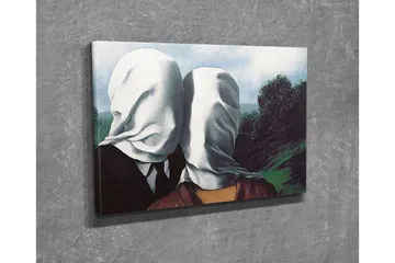 Canvastavla - Par med vita dukar som täcker ansiktena, stående i en grönskande landskap - Vit / Svart / Grön - Inredning - Tavlor & posters - Canvastavla