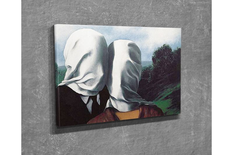Canvastavla - Par med vita dukar som täcker ansiktena, stående i en grönskande landskap - Vit / Svart / Grön - Inredning - Tavlor & posters - Canvastavla