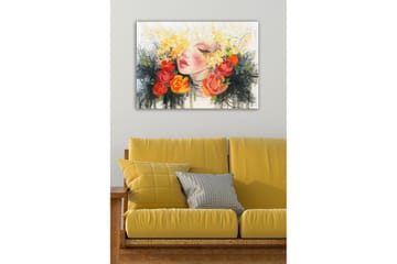 Canvastavla - Porträtt av en kvinna med blommor i håret - Orange / Gult / Svart - Inredning - Tavlor & posters - Canvastavla