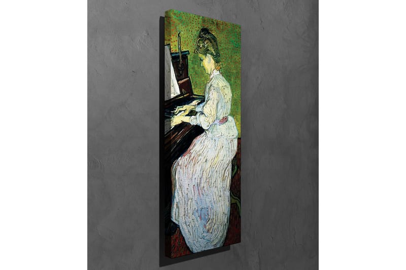 Canvastavla - Pianospelande kvinna i vit klänning - Grön / Vit / Brun - Inredning - Tavlor & posters - Canvastavla