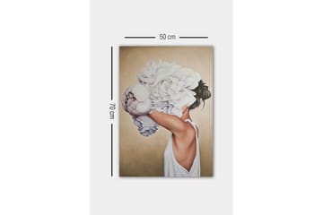 Canvastavla - Porträtt av en kvinna med stora, vita blommor som täcker hennes ansikte - Vit / Beige / Hudfärg - Inredning - Tavlor & posters - Canvastavla