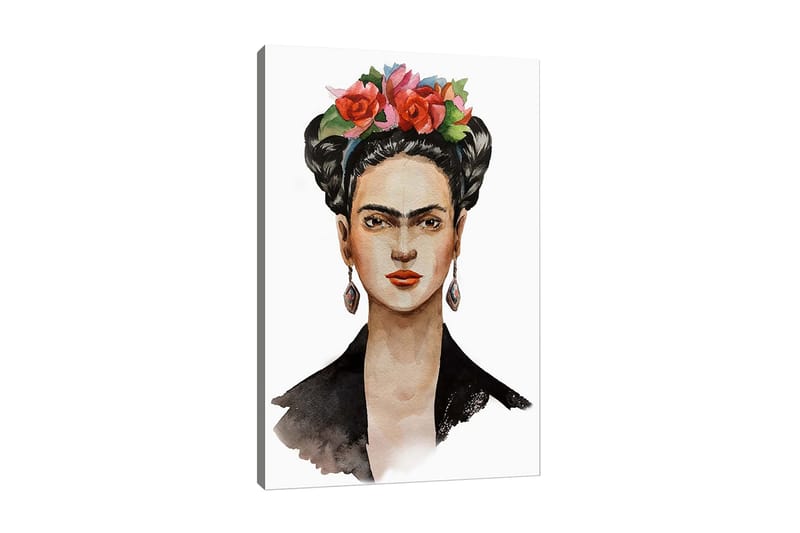 Canvastavla - Porträtt av en kvinna med blommor i håret - Röd / Grön / Svart - Inredning - Tavlor & posters - Canvastavla