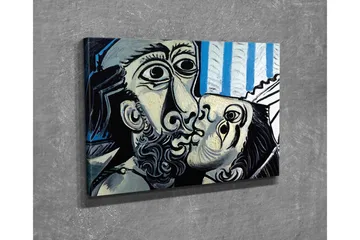 Canvastavla - Passionerat möte mellan två ansikten - Svart / Vit / Blå - Inredning - Tavlor & posters - Canvastavla