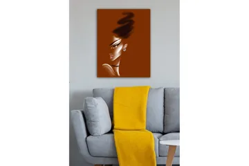 Canvastavla - Porträtt av en kvinna med stiliserade drag och en elegant frisyr - Mörkbrun / Beige / Svart - Inredning - Tavlor & posters - Canvastavla