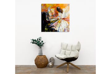 Canvastavla - Pianospelande kvinna i färgglad omgivning - Orange / Vit / Svart - Inredning - Tavlor & posters - Canvastavla