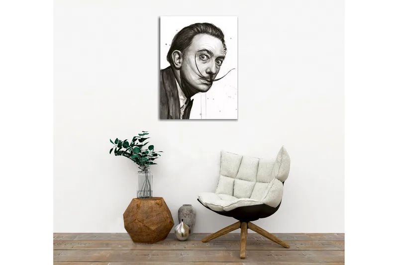 Canvastavla - Porträtt av en man med distinkt mustasch och intensiva ögon - Svart / Grå / Vit - Inredning - Tavlor & posters - Canvastavla
