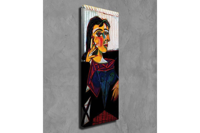 Canvastavla - Porträtt av en kvinna med färgstarka ansiktsdrag - Gul / Svart / Röd - Inredning - Tavlor & posters - Canvastavla