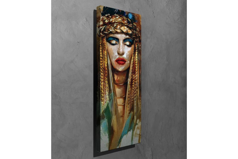 Canvastavla - Porträtt av en kvinna med gyllene smycken och dramatisk sminkning - Guld / Svart / Beige - Inredning - Tavlor & posters - Canvastavla
