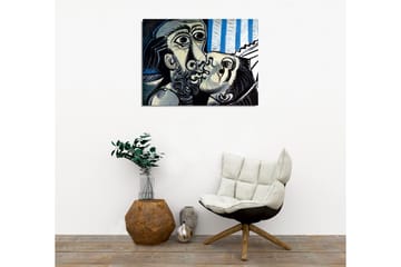 Canvastavla - Passionerat möte mellan två ansikten - Svart / Vit / Blå - Inredning - Tavlor & posters - Canvastavla