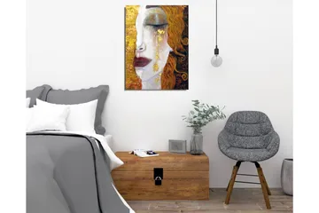 Canvastavla - Porträtt av en kvinna med tårar av guld - Guld / Hudton / Brun - Inredning - Tavlor & posters - Canvastavla