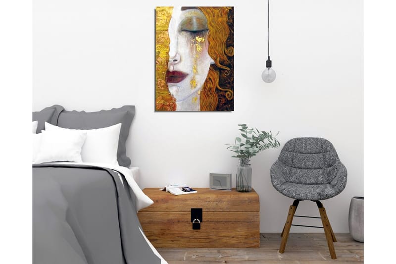 Canvastavla - Porträtt av en kvinna med tårar av guld - Guld / Hudton / Brun - Inredning - Tavlor & posters - Canvastavla