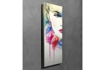 Canvastavla - Porträtt av en kvinna med färgglada blommor runt ansiktet - Rosa / Blå / Gul - Inredning - Tavlor & posters - Canvastavla