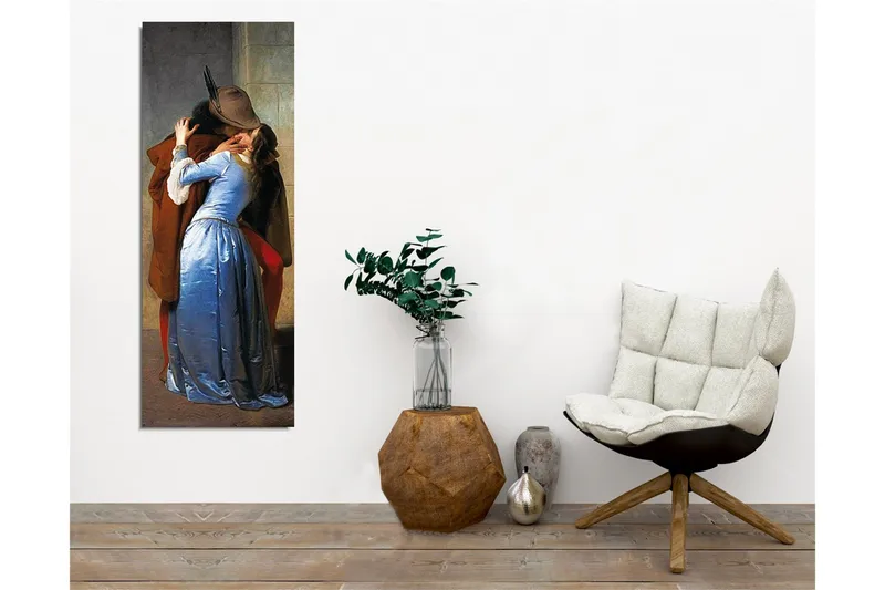 Canvastavla - Passionerat möte mellan två älskande - Blå / Brun / Röd - Inredning - Tavlor & posters - Canvastavla