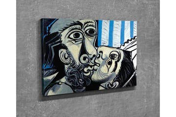 Canvastavla - Passionerat möte mellan två ansikten - Svart / Vit / Blå - Inredning - Tavlor & posters - Canvastavla