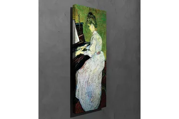 Canvastavla - Pianospelande kvinna i vit klänning - Grön / Vit / Brun - Inredning - Tavlor & posters - Canvastavla