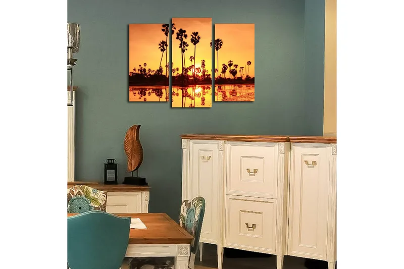 Dekorativ Canvasmålning 3 Delar - Flerfärgad - Inredning - Tavlor & posters - Canvastavla