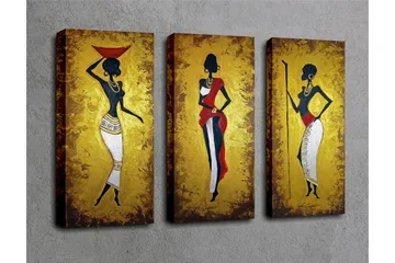 Dekorativ Canvasmålning 3 Delar - Flerfärgad - Inredning - Tavlor & posters - Canvastavla