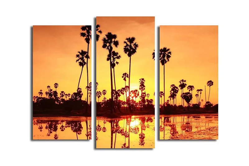 Dekorativ Canvasmålning 3 Delar - Flerfärgad - Inredning - Tavlor & posters - Canvastavla