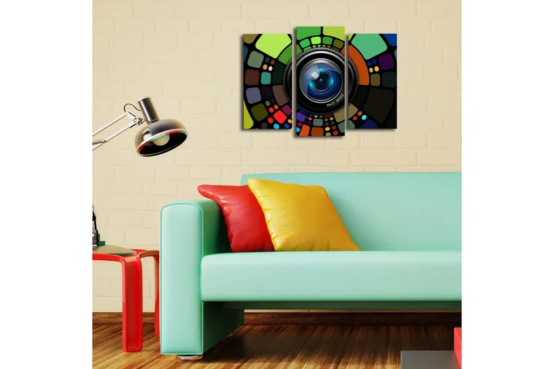 Dekorativ Canvasmålning LED-belysning 3 Delar - Flerfärgad - Inredning - Tavlor & posters - Canvastavla
