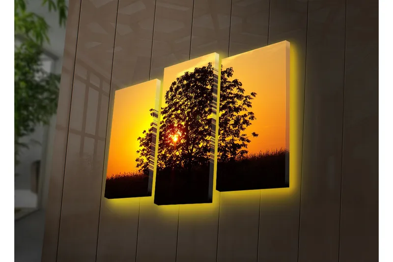 Dekorativ Canvasmålning LED-belysning 3 Delar - Flerfärgad - Inredning - Tavlor & posters - Canvastavla