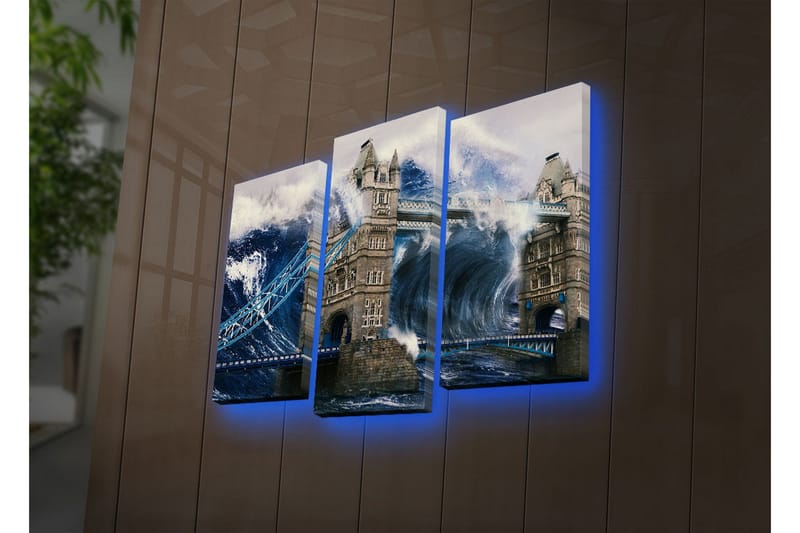 Dekorativ Canvasmålning LED-belysning 3 Delar - Flerfärgad - Inredning - Tavlor & posters - Canvastavla