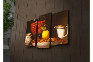 Dekorativ Canvasmålning LED-belysning 3 Delar - Flerfärgad - Inredning - Tavlor & posters - Canvastavla