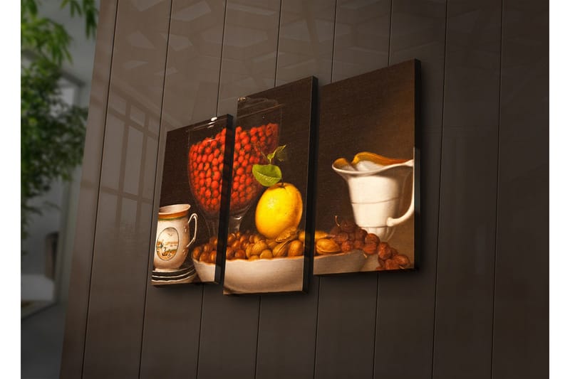 Dekorativ Canvasmålning LED-belysning 3 Delar - Flerfärgad - Inredning - Tavlor & posters - Canvastavla