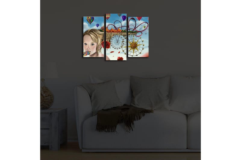 Dekorativ Canvasmålning LED-belysning 3 Delar - Flerfärgad - Inredning - Tavlor & posters - Canvastavla