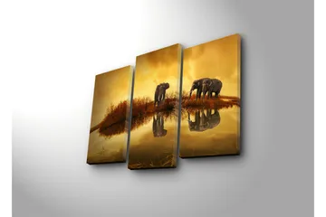 Dekorativ Canvasmålning LED-belysning 3 Delar - Flerfärgad - Inredning - Tavlor & posters - Canvastavla