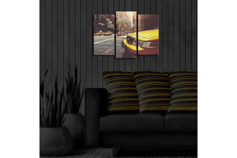 Dekorativ Canvasmålning LED-belysning 3 Delar - Flerfärgad - Inredning - Tavlor & posters - Canvastavla