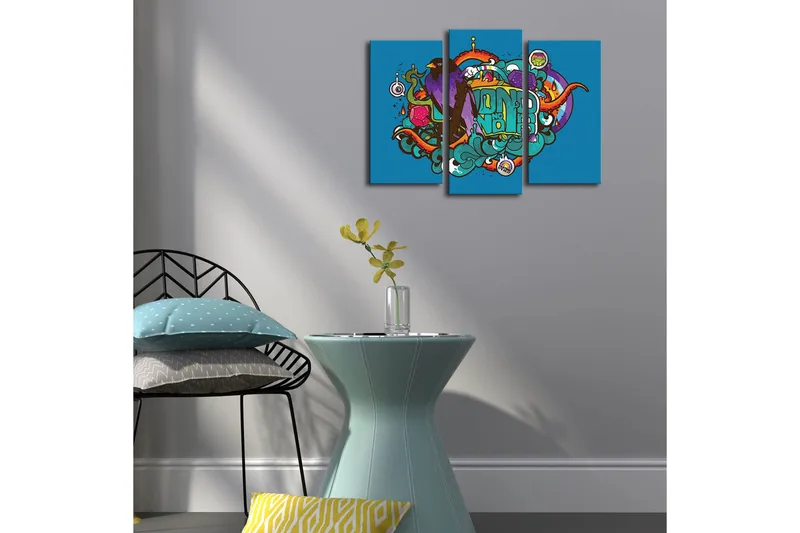 Dekorativ Canvasmålning LED-belysning 3 Delar - Flerfärgad - Inredning - Tavlor & posters - Canvastavla