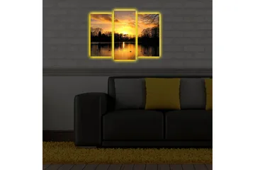 Dekorativ Canvasmålning LED-belysning 3 Delar - Flerfärgad - Inredning - Tavlor & posters - Canvastavla