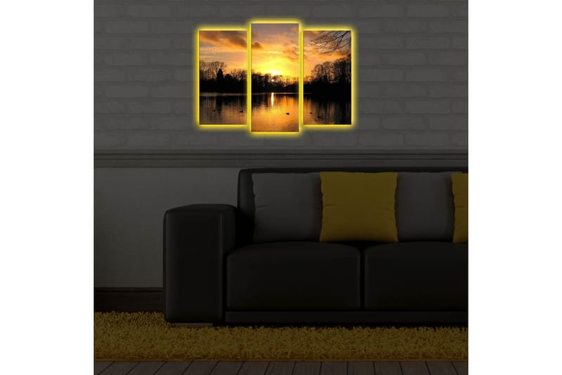 Dekorativ Canvasmålning LED-belysning 3 Delar - Flerfärgad - Inredning - Tavlor & posters - Canvastavla