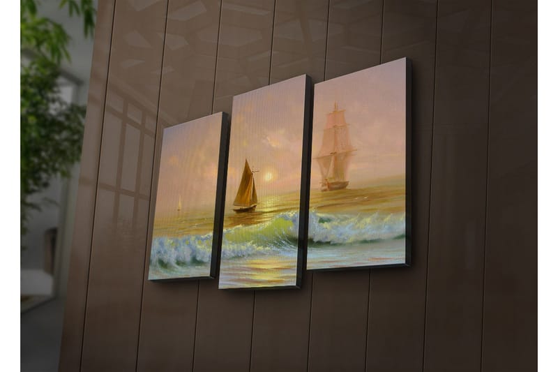 Dekorativ Canvasmålning LED-belysning 3 Delar - Flerfärgad - Inredning - Tavlor & posters - Canvastavla
