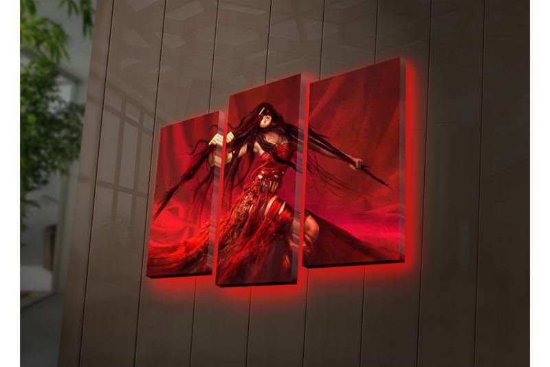 Dekorativ Canvasmålning LED-belysning 3 Delar - Flerfärgad - Inredning - Tavlor & posters - Canvastavla