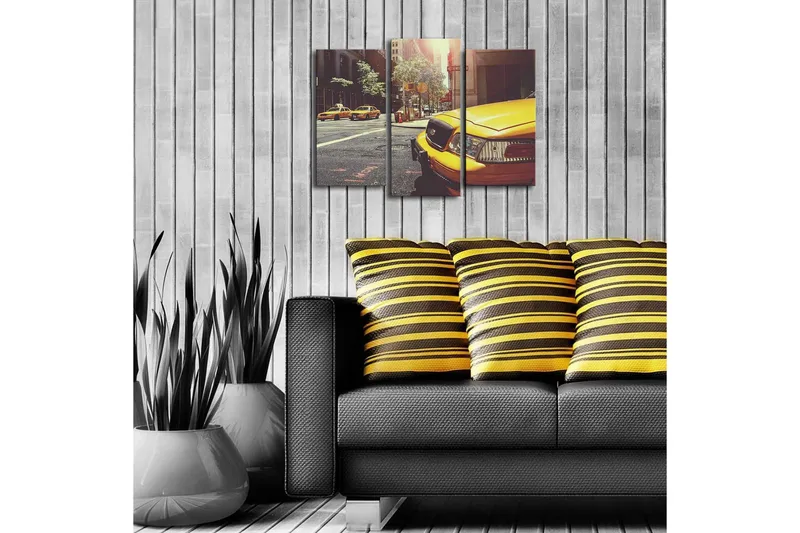 Dekorativ Canvasmålning LED-belysning 3 Delar - Flerfärgad - Inredning - Tavlor & posters - Canvastavla