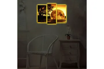 Dekorativ Canvasmålning LED-belysning 3 Delar - Flerfärgad - Inredning - Tavlor & posters - Canvastavla