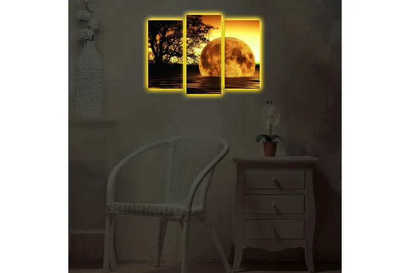 Dekorativ Canvasmålning LED-belysning 3 Delar - Flerfärgad - Inredning - Tavlor & posters - Canvastavla
