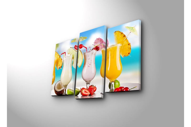 Dekorativ Canvasmålning LED-belysning 3 Delar - Flerfärgad - Inredning - Tavlor & posters - Canvastavla