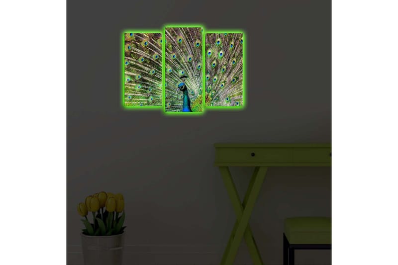 Dekorativ Canvasmålning LED-belysning 3 Delar - Flerfärgad - Inredning - Tavlor & posters - Canvastavla