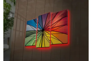 Dekorativ Canvasmålning LED-belysning 3 Delar - Flerfärgad - Inredning - Tavlor & posters - Canvastavla