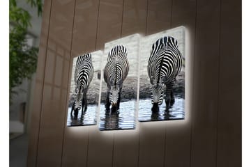 Dekorativ Canvasmålning LED-belysning 3 Delar - Flerfärgad - Inredning - Tavlor & posters - Canvastavla