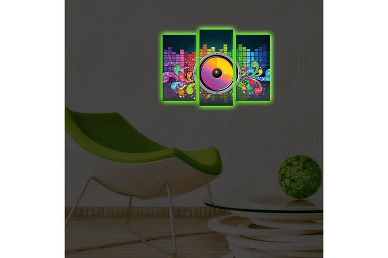 Dekorativ Canvasmålning LED-belysning 3 Delar - Flerfärgad - Inredning - Tavlor & posters - Canvastavla