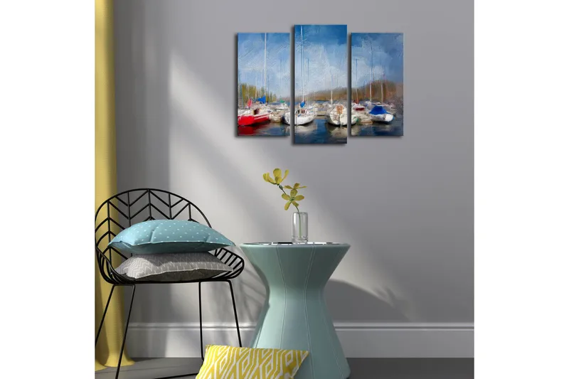 Dekorativ Canvasmålning LED-belysning 3 Delar - Flerfärgad - Inredning - Tavlor & posters - Canvastavla