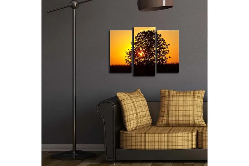 Dekorativ Canvasmålning LED-belysning 3 Delar - Flerfärgad - Inredning - Tavlor & posters - Canvastavla
