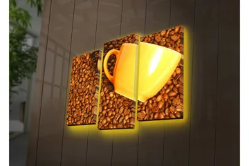 Dekorativ Canvasmålning LED-belysning 3 Delar - Flerfärgad - Inredning - Tavlor & posters - Canvastavla