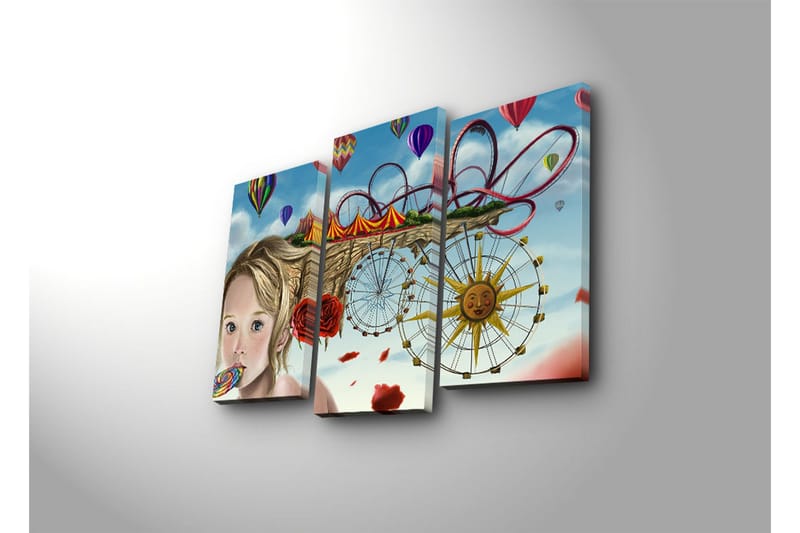 Dekorativ Canvasmålning LED-belysning 3 Delar - Flerfärgad - Inredning - Tavlor & posters - Canvastavla