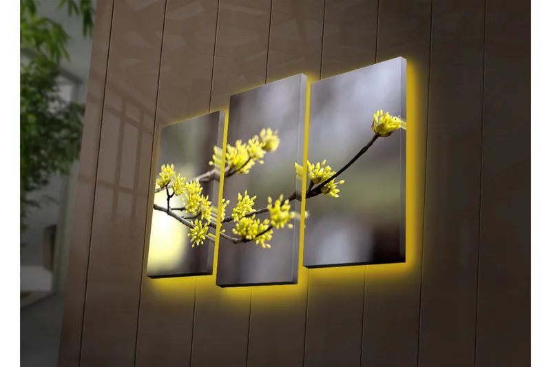 Dekorativ Canvasmålning LED-belysning 3 Delar - Flerfärgad - Inredning - Tavlor & posters - Canvastavla