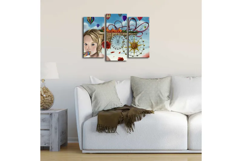 Dekorativ Canvasmålning LED-belysning 3 Delar - Flerfärgad - Inredning - Tavlor & posters - Canvastavla